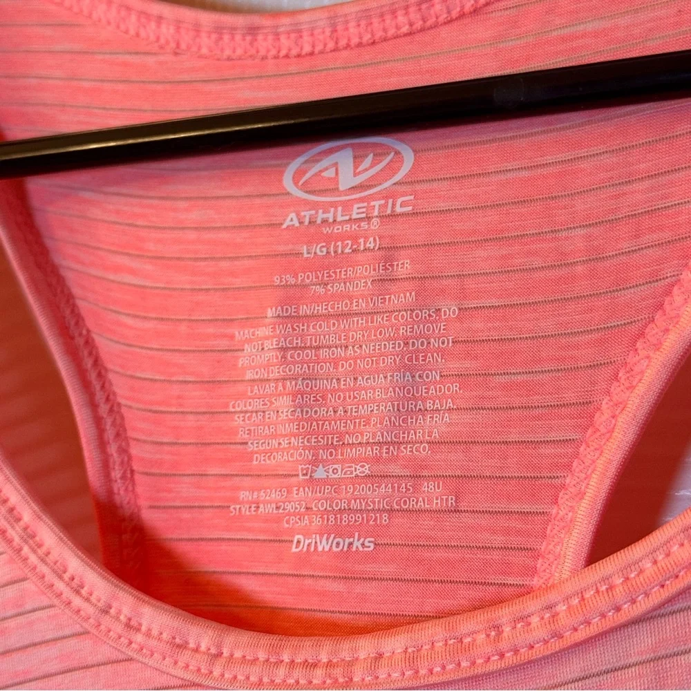 Athletic Works Coral Striped DriWorks Activewear, Racerback Style, NWT - Picture 4 of 5